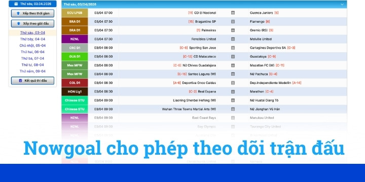 Nowgoal - Nền tảng theo dõi và soi kèo bóng đá uy tín 5 Theo dõi trực tiếp trận đấu với diễn biến trọn vẹn trên nowgoal