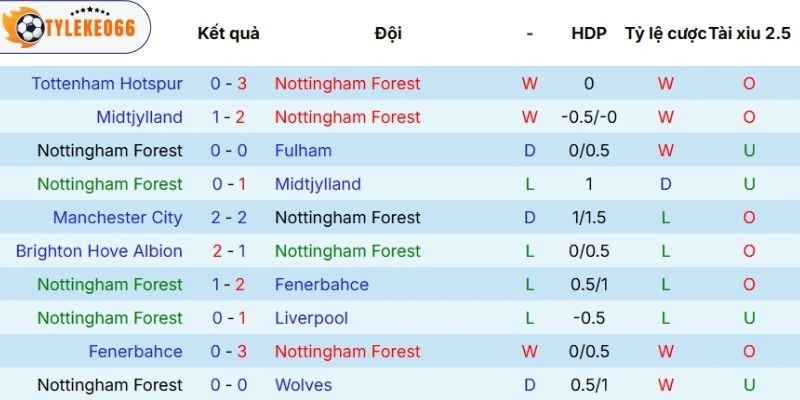 Kèo Bóng Đá Nottingham Vs Porto Hôm Nay Ngày 17/04/2026 - C2 3 Thành tích ra sân của Nottingham